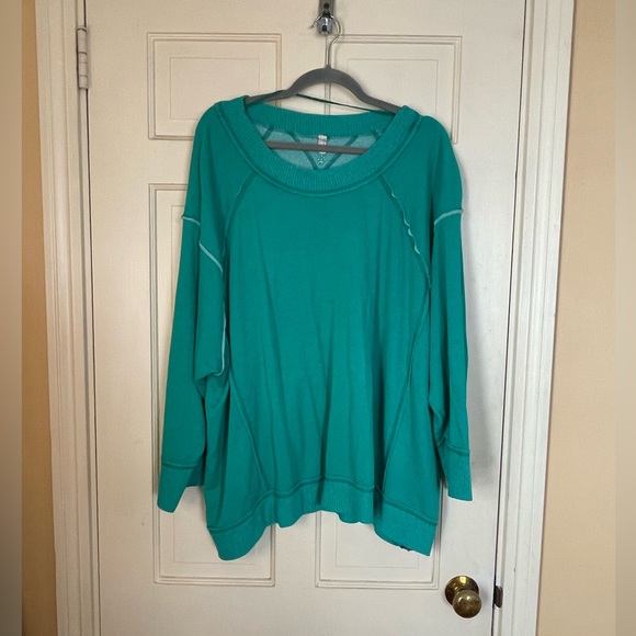 Free People Movement Women's Green Oversized Pullover Top Size XS Zippers - Picture 8 of 9